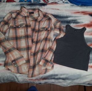 Halter Crop & Flannel